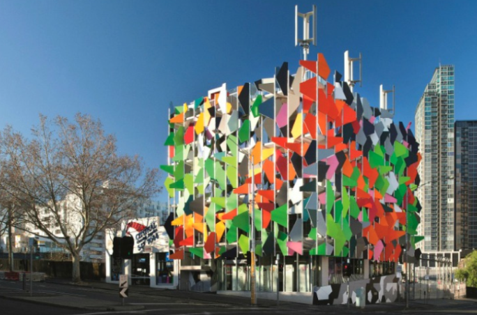 The colorful Pixel building in Melbourne, Australia