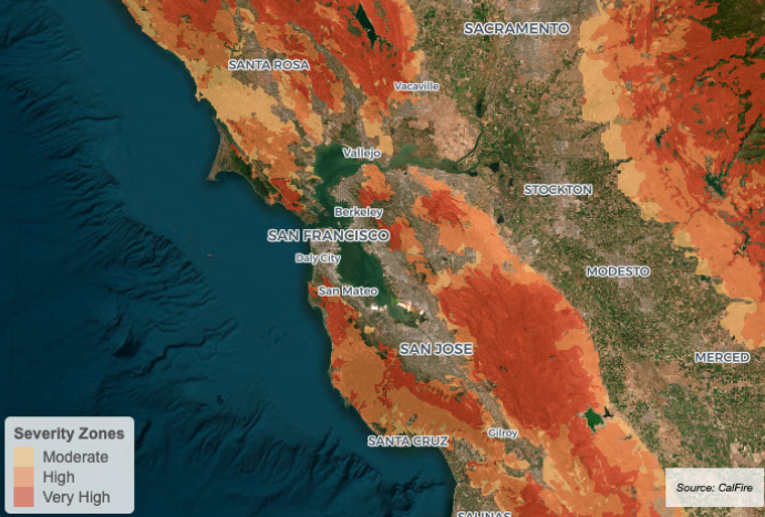 San Francisco skyline affected by climate change